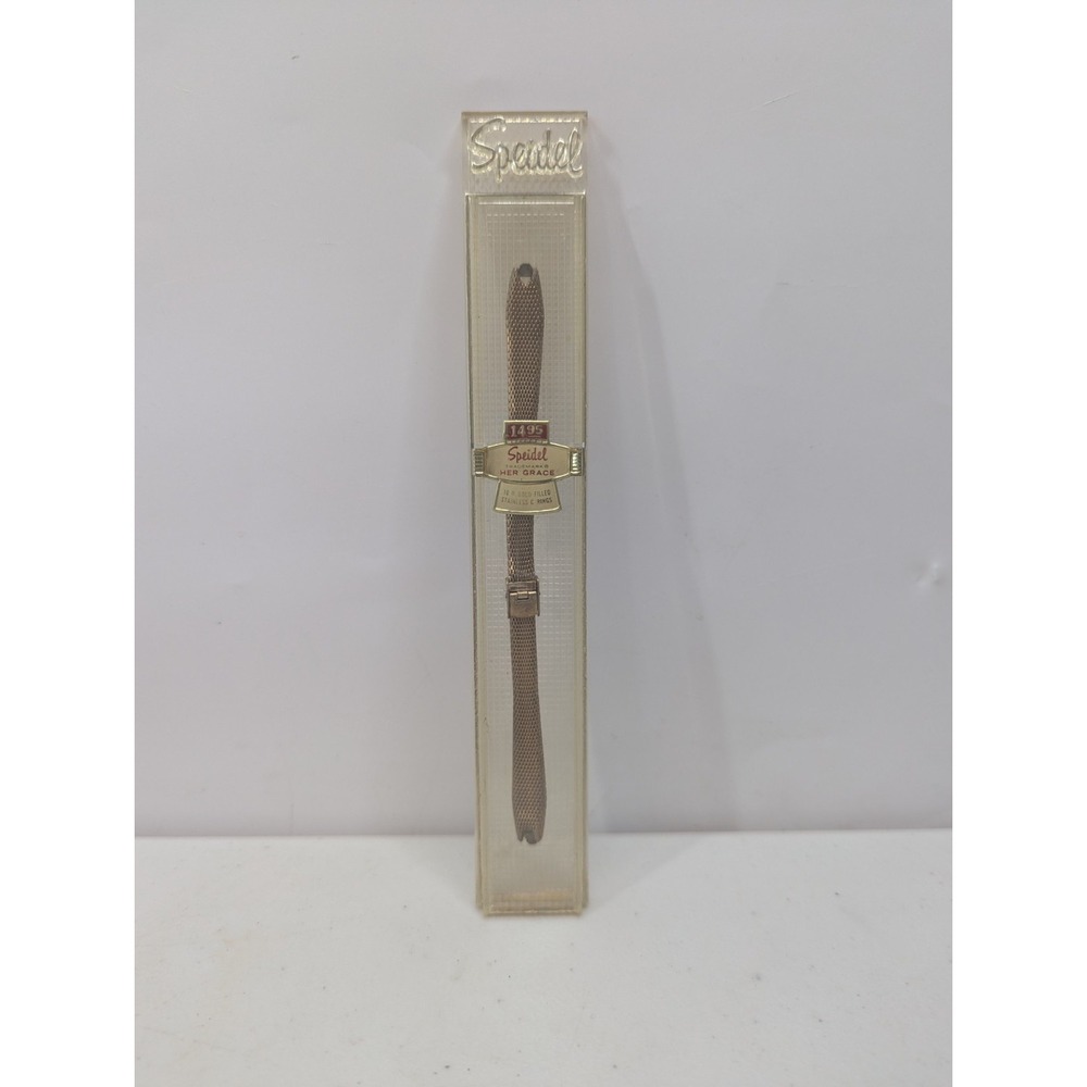 VINTAGE SPEIDEL LADIES 10K GOLD-FILLED MESH WATCHBAND "HER GRACE", NOS ORIG CASE